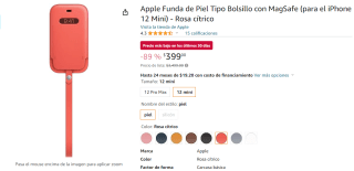 Funda Tipo Bolsillo con MagSafe para iPhone 12 Mini por $399 en Amazon