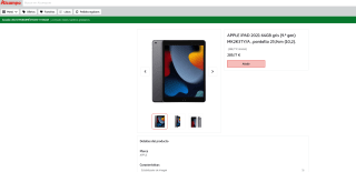 Apple 2021 iPad 64 GB Gris espacial por solo 289,77€