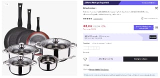 Batería 7 piezas SAN GINACIO Cassel y Set 3 sartenes por 30.8€