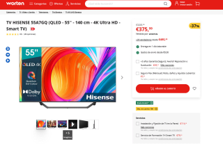 Smart TV HISENSE 55A7GQ QLED 55'' 140 cm 4K Ultra HD por 375,99€