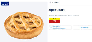 6 Persoons Appeltaart voor €2,39 bij de Aldi