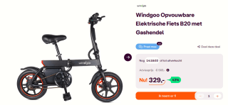 Windgoo Elektrische vouwfiets B20 met Gashendel voor €329 bij Ibood