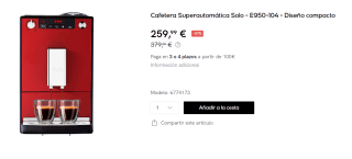 Cafetera Superautomática Melitta Solo - E950-104 por 259.99€