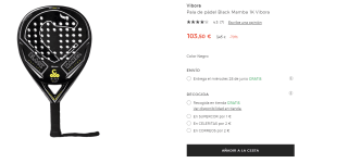 Pala de pádel Vibora Black Mamba 1K por 103.5€