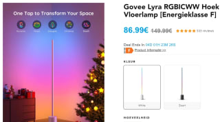 Govee Lyra RGBICWW Hoek Vloerlamp voor €86,99 bij Govee