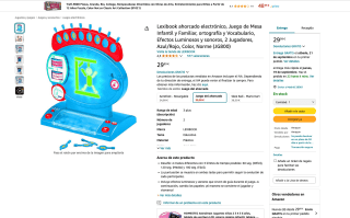 Lexibook ahorcado electrónico, Juego de Mesa Infantil y Familiar ortografía y Vocabulario por solo 29,99€