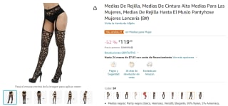 Medias de Rejilla hasta el Muslo Pantyhose (8) por $120 en Amazon
