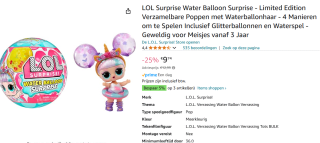 L.O.L. Surprise Waterballoon Surprise Tots voor €9,74 bij Amazon