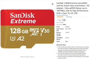 SanDisk 128GB Extreme microSDXC card for Action Cams and Drones for £18.99 at Amazon