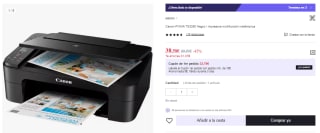 Impresora multifunción inalámbrica Canon PIXMA TS3350 por 38.58€ (Cuenta Nueva 26.58€)