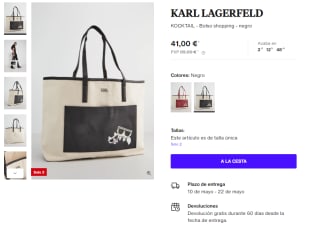 KARL LAGERFELD - Bolso shopping negro por 41€