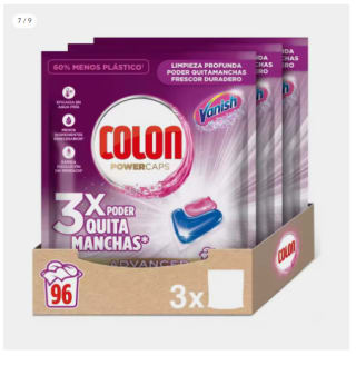 Detergente Colon para la Ropa 96 Cápsulas, Vanish Advanced por 19.99€ (Cuenta Nueva 12€)