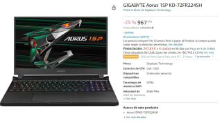 Ordenador Portatil GIGABYTE Aorus 15P KD-72FR224SH por 967.17€