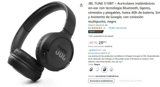 JBL TUNE 510BT Auriculares inalámbricos on-ear por 24,79€