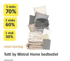 Tot 70% korting op Tutti by Mistral Home bedtextiel bij de AH