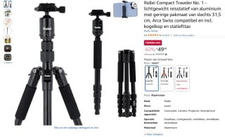 Rollei Compact Traveler No. 1 reisstatief voor €49,99 bij Amazon