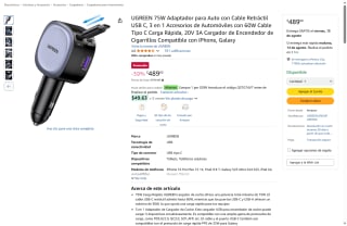 Adaptador 75W UGREEN con Carga Rápida por $399 | Amazon