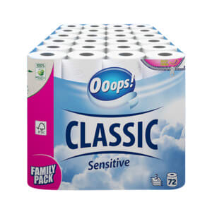 Ooops! Toiletpapier Classic Sensitive 3-laags (24 stuks) voor €22,99 bij Plein