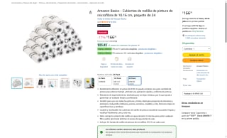 Cubiertas Rodillo Pintura Microfibra 10cm 24pz por $166 | Amazon