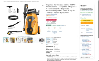 Hidrolavadora Kingsman 1600W 2000PSI por $1,089 | Amazon