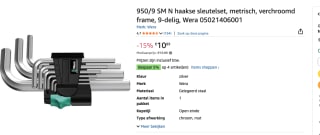 Wera 05021406001 9-delige Inbussleutelset - 1,5-10mm voor €10,89 bij Amazon
