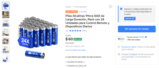 Pilas Alcalinas AAA por $56 | Oferta Mercado Libre
