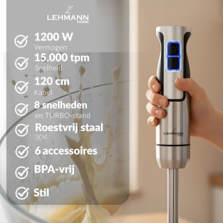 Lehmann Chowmei staafmixerset (1200 W) voor €34,99 bij Amazon