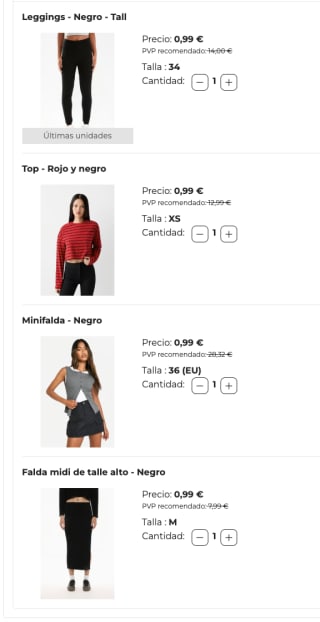 Oferta hasta 97% descuento ropa mujer de todo tipo desde solo 0,99€ Lefties, Bershka