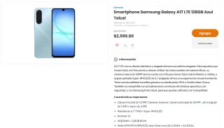 Samsung Galaxy A17 LTE 128GB Telcel por $2,269 | Chedraui (Kueski)