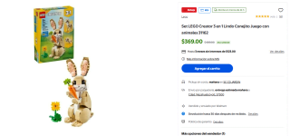 LEGO Creator 3 en 1 Lindo Conejito 257 piezas por $369 | Walmart