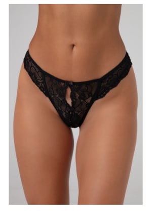 String en dentelle ouvert Christine Marzia – Entrejambe ouverte à 12,99€