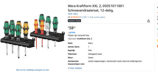 Wera Schroevendraaierset Kraftform XXL 2 voor €38,62 bij Amazon