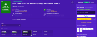 Xbox Game Pass Core (Essential) 12 Meses por $670 | Eneba