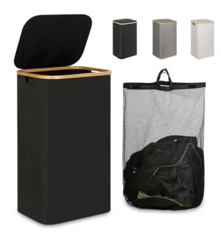 Cesto Ropa Sucia Bambú Tapa Asas 72L 100L Plegable CUBO001 por 14.06€
