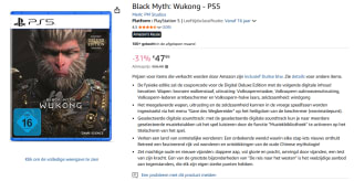 Black Myth: Wukong - PlayStation 5 voor €47,99 bij Amazon