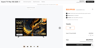 Xiaomi TV Max 100 2025 por $25,199 en Mi Store