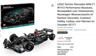 LEGO Technic 42171 Mercedes-AMG F1 W14 E voor €132,80 bij Amazon