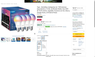 Pack 4 Bombillas Tapo L535E Matter 1100LM por $522 | Amazon