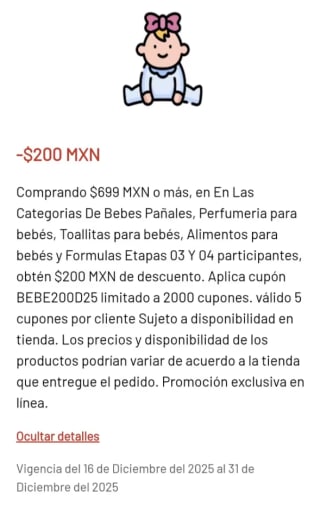 Cupón Soriana: Hasta $200 de ahorro | Sección Bebés