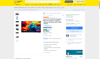 Smart TV Motorola 65" QLED 4K por $7,599 | Mercado Libre