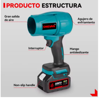 TurboVentilador 2000W 200m/s con cargador y 2 baterías por 36.39€