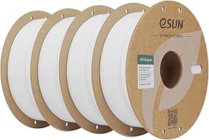 eSUN PETG 3D Printing Filament 1.75mm 4KG, High Toughness, White (4 rolls)