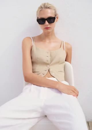 Mango Chaleco Traje Lyocell Beige por 9,99€