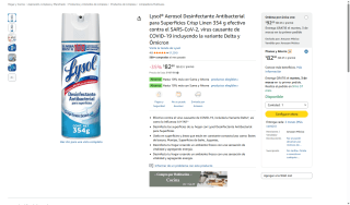 Lysol Aerosol Desinfectante Crisp Linen 354g por $83 | Amazon