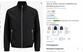 Jack & Jones bomber jack voor €24,78 bij Amazon