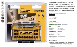 Dewalt Extreme Flextorq DT70523T schroefbitset voor 10,77 euro
