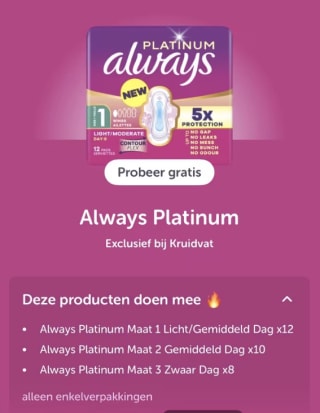 Gratis always platinum via Tikkie of 3 pakken voor €2,99 na cashback
