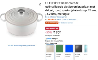 Braadpan Le Creuset Signature Rond Meringue 24 cm voor €170 bij Amazon