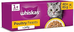 3 x WHISKAS Adult Wet Cat Food in Jelly 40x85g – £22.98