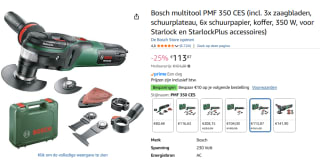 Bosch PMF 350 CES Multitool voor €113,87 bij Amazon